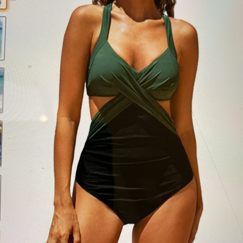 Cupshe XL V-Neck Colorblock Swimsuit
